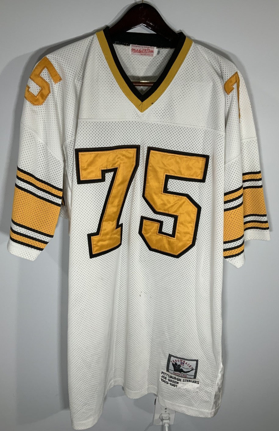 Mitchell Ness Joe Greene Pittsburgh Steelers White #75 Throwback Jersey 3XL