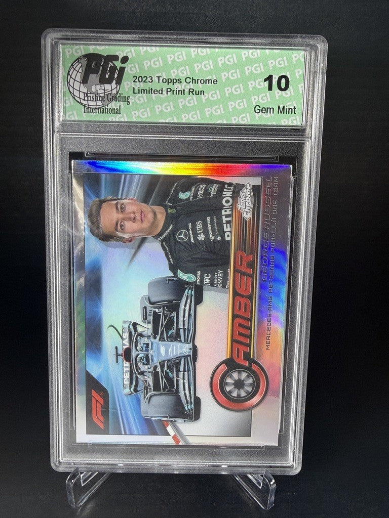 George Russell 2023 Topps Chrome F1 Camber CAM-GR PGI 10 Gem Mint Mercedes