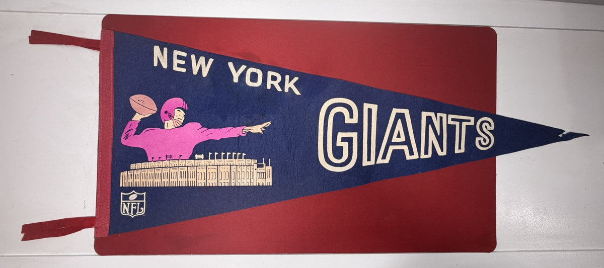 Vintage 1960s New York Giants NFL Felt Pennant Yankee Stadium Quarterback Full