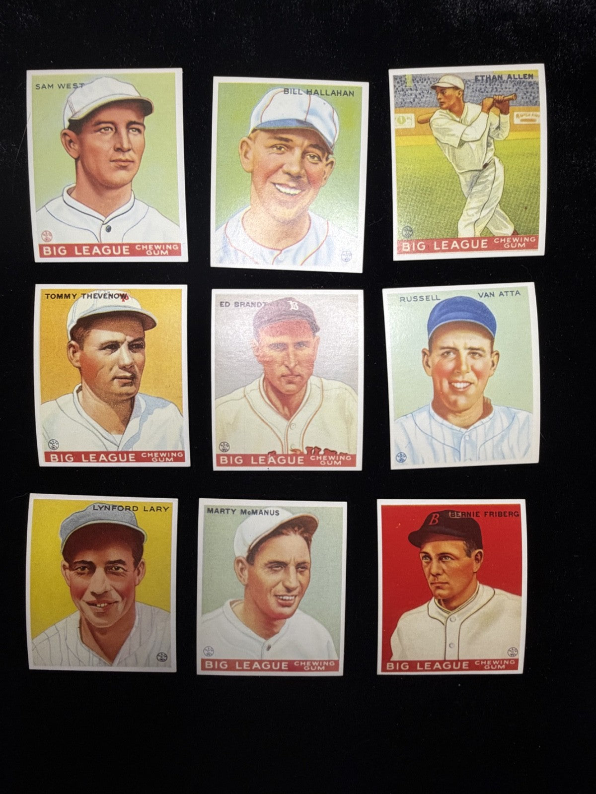 1934 Goudey Big League Reprint Lot Sam West McManus Ethan Allen 8 Cards MLB