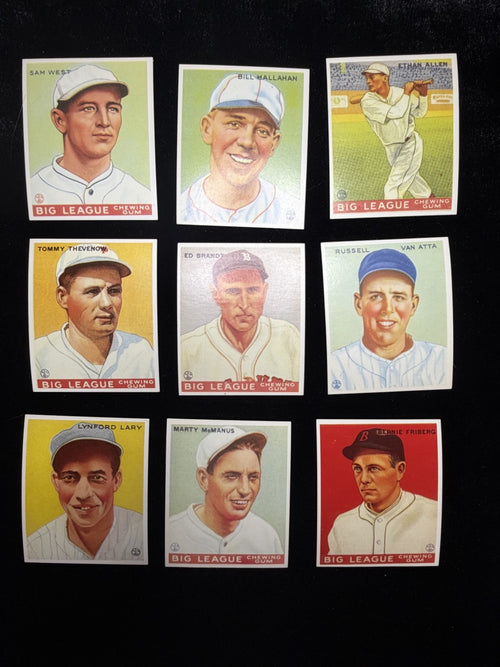 1934 Goudey Big League Reprint Lot Sam West McManus Ethan Allen 8 Cards MLB