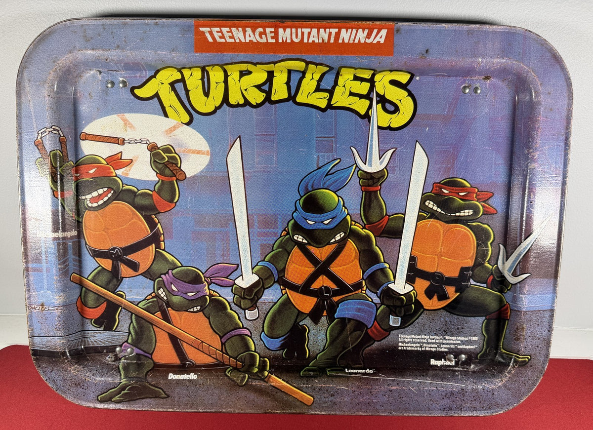 Vintage 1990 Teenage Mutant Ninja Turtles TMNT Metal TV Lap Tray Mirage Studios