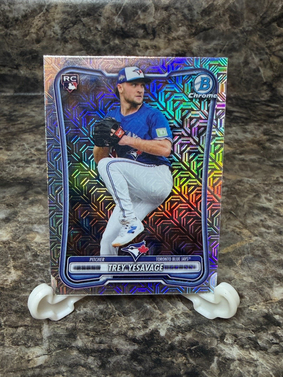 Trey Yesavage 2026 Bowman Chrome #41 Mojo Refractor RC Rookie Blue Jays WS Star
