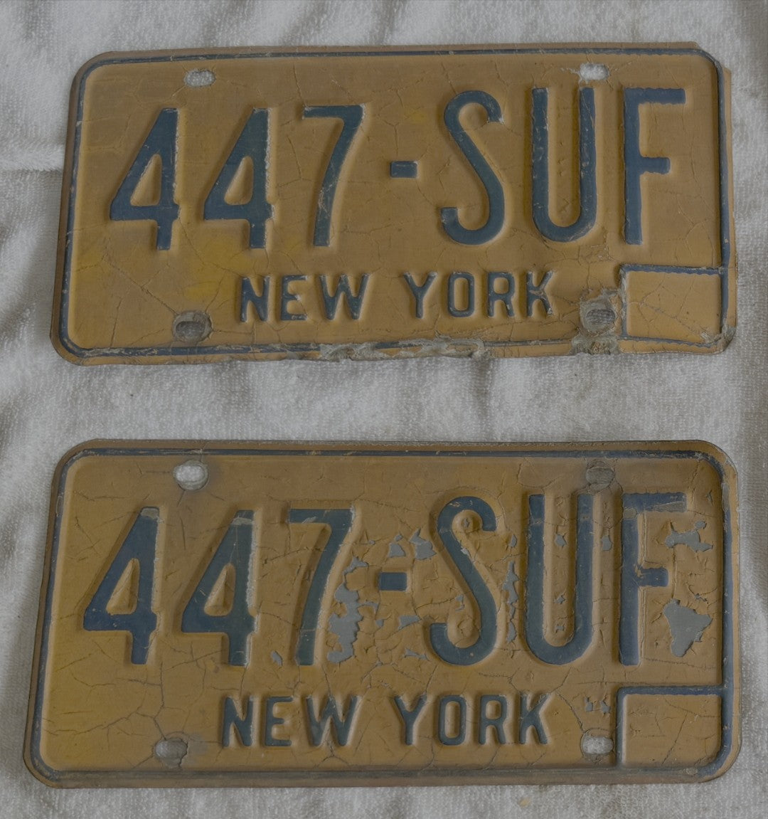 1966 NY New York License Plate MATCHED PAIR 447-SUF Original Antique Tag