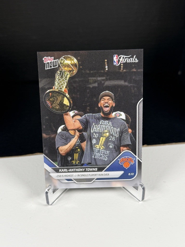2026 Topps Now Karl-Anthony Towns #342 Knicks NBA Champs Trophy +258 Record