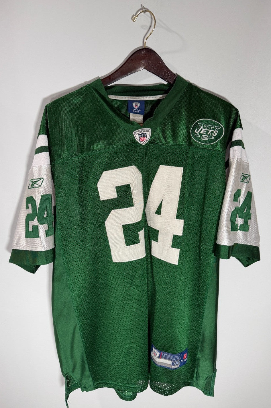 Darrelle Revis New York Jets Reebok Authentic Jersey Green #24 NFL Sewn