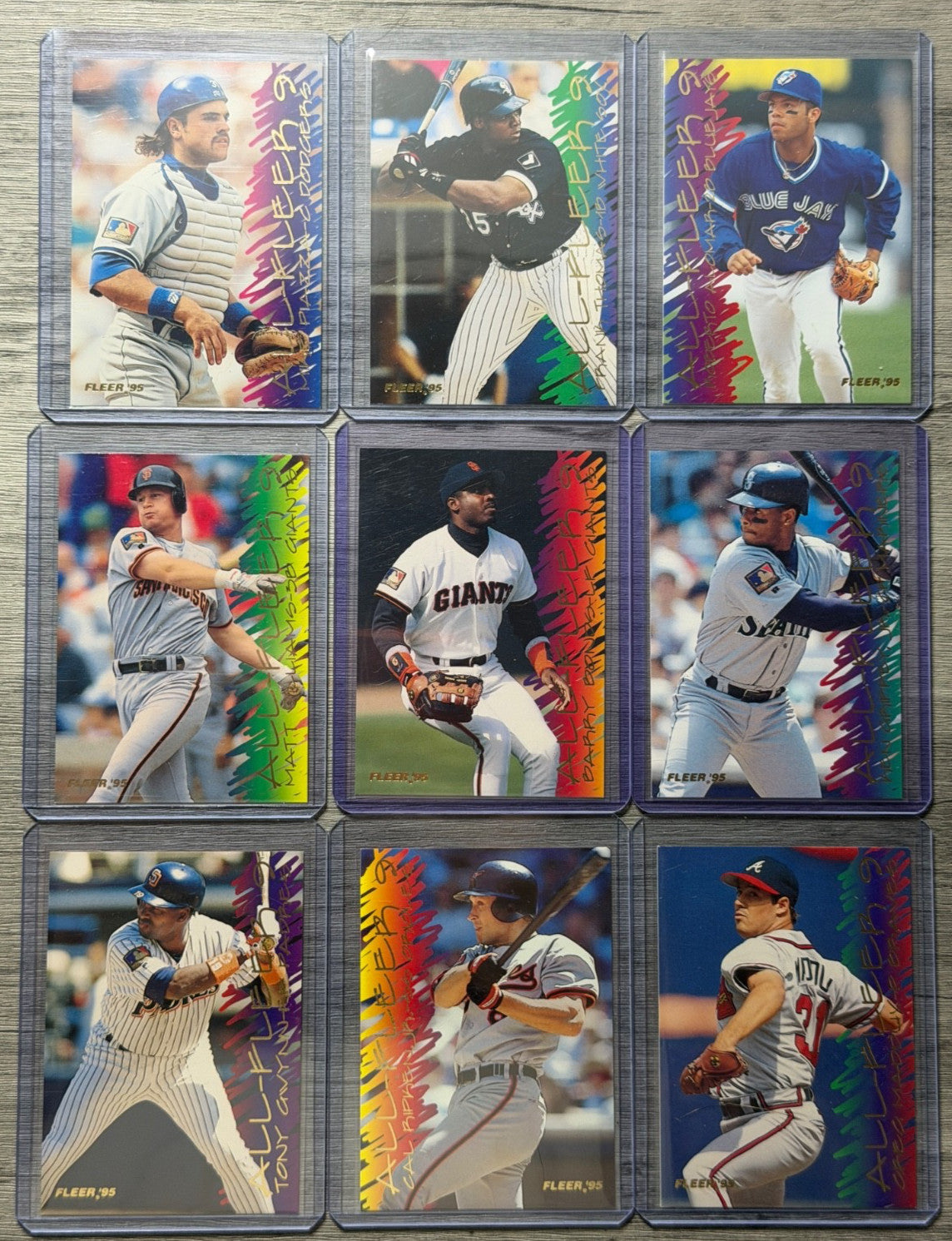 1995 Fleer All-Fleer COMPLETE Set 9 Griffey Bonds Piazza Ripken Maddux Gwynn NM