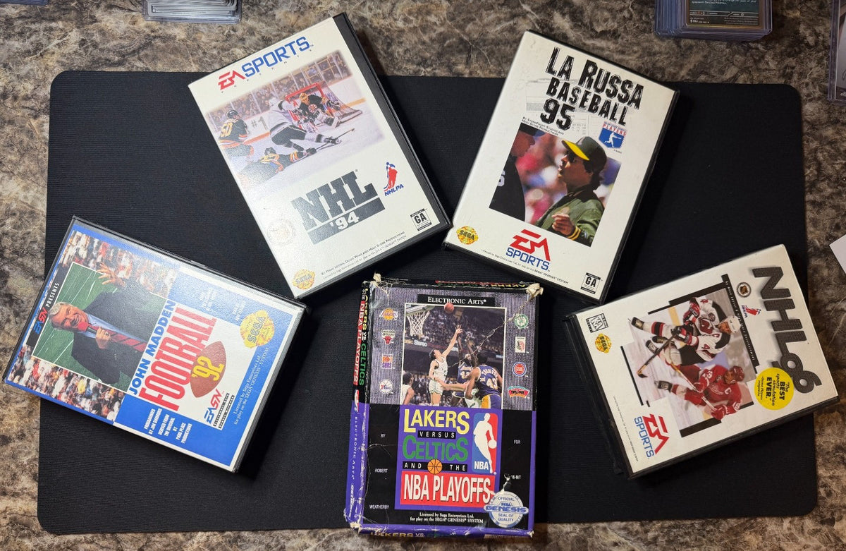 Sega Genesis EA Sports 5 Game Lot CIB NHL 94 NHL 96 Madden 92 La Russa Lakers