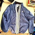 Vintage Adidas Windbreaker Jacket Mens XL Navy Cream 3 Stripe Full Zip 90s Y2K