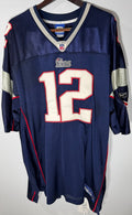 Tom Brady New England Patriots Reebok Authentic Jersey Navy #12 Sz 56 3XL Sewn