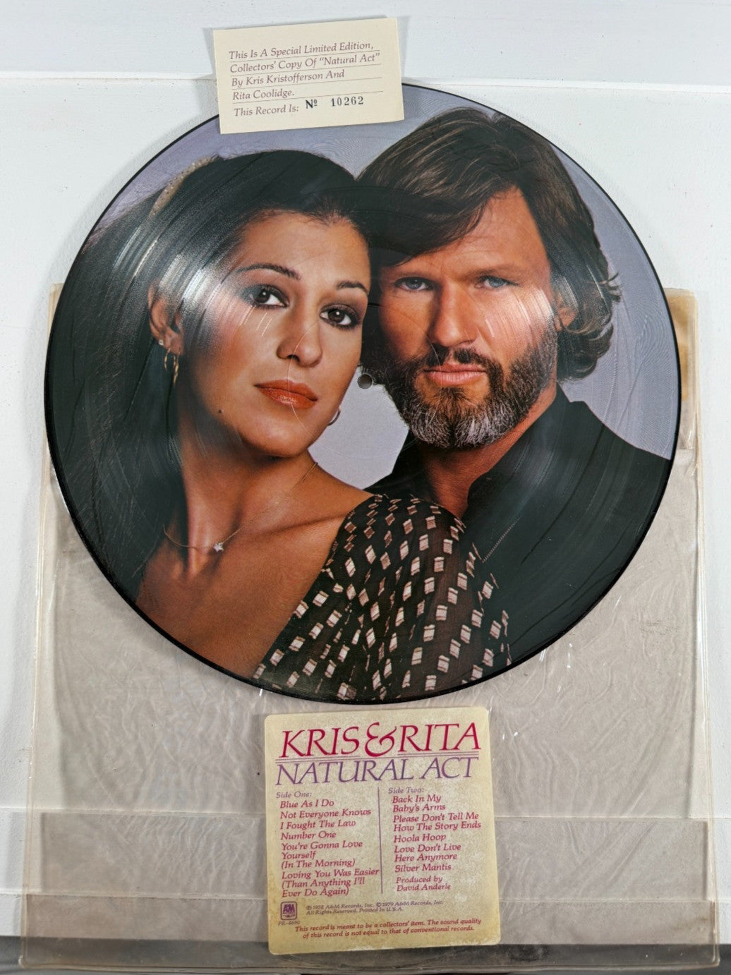 Kris Kristofferson Rita Coolidge Natural Act Picture Disc A&M PR-4690 Cert
