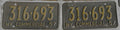 1957 NY Commercial License Plate Two Consecutive Pairs 316-692 316-693 Lot of 4