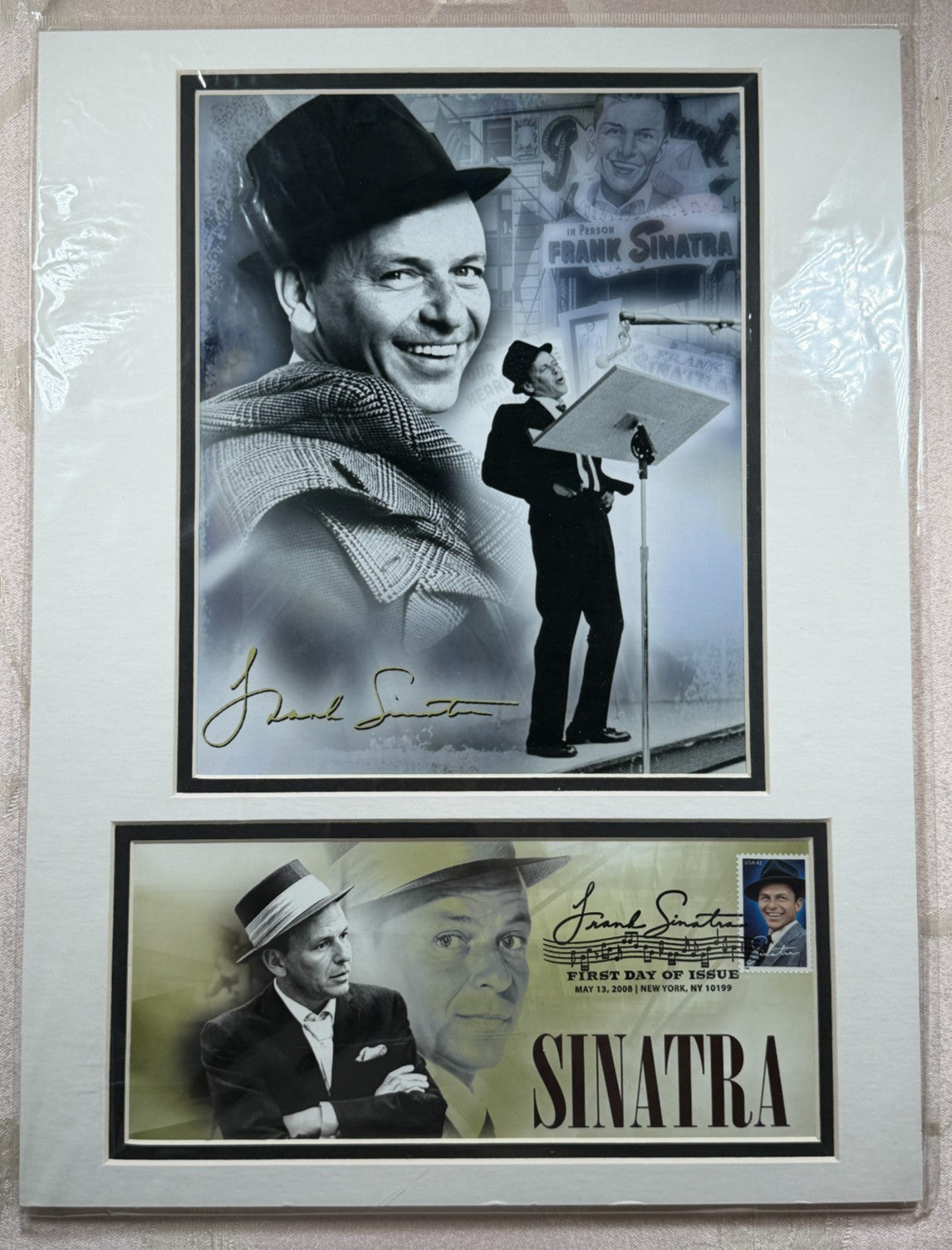 Frank Sinatra USPS First Day of Issue Matted Photo Display 12x16 FDOI 2008 Stamp
