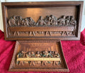 Vintage Carved Wood 3D Last Supper Wall Plaques Lot of 2 Large & Small Jesus