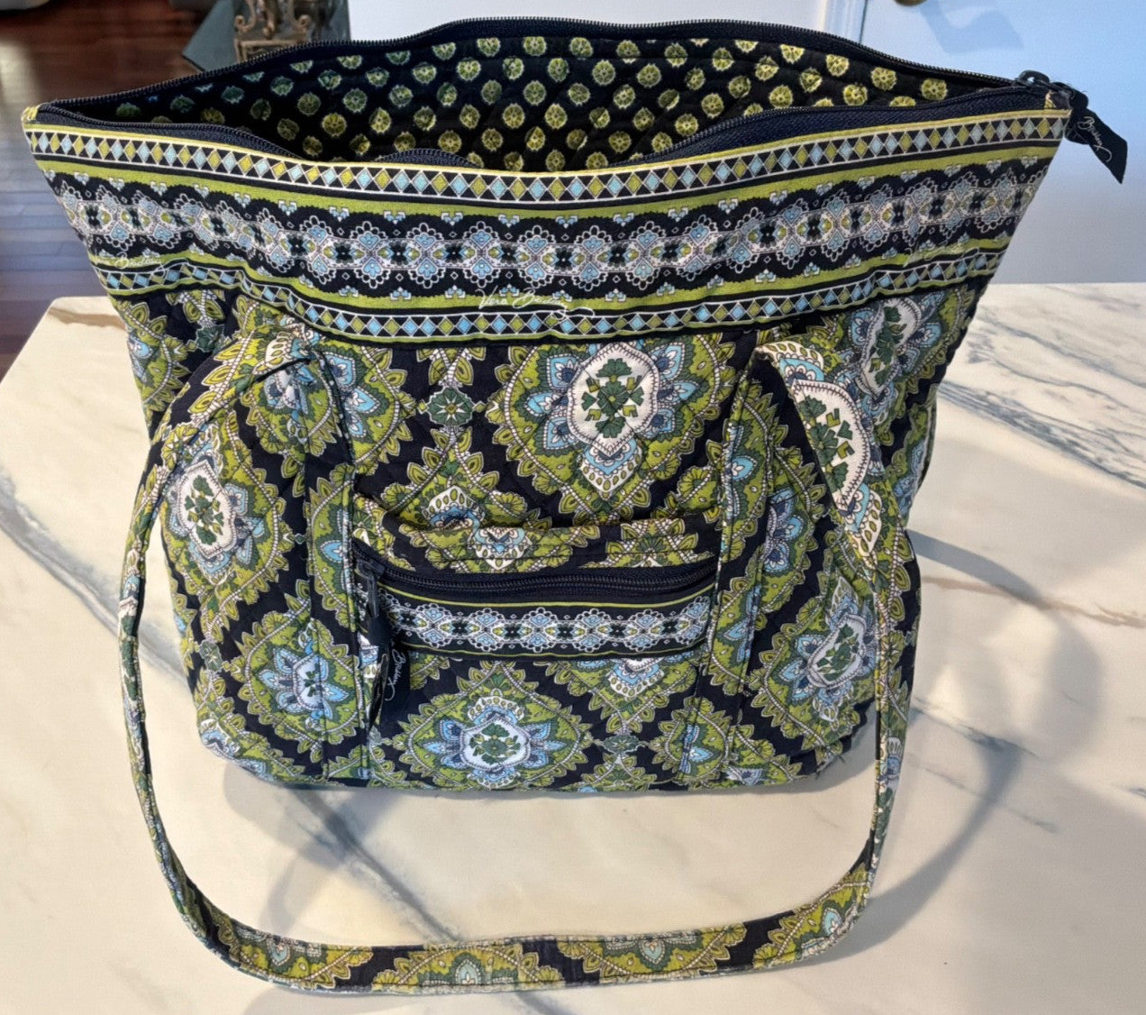 Authentic Vera Bradley quilted cotton tote handbag with matching zip wallet