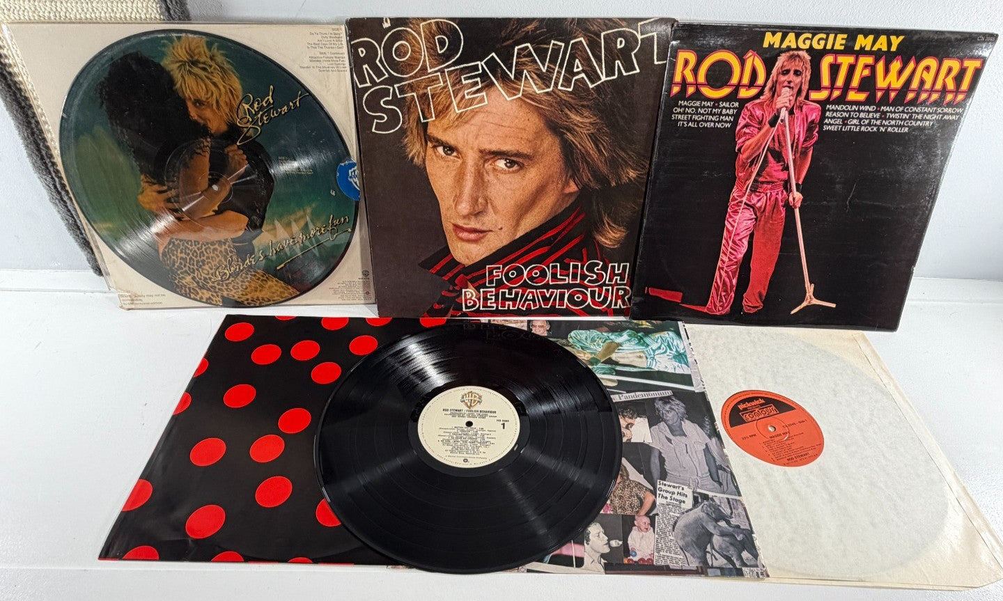 Rod Stewart 3-LP Vinyl Lot Blondes Have More Fun Picture Disc + Foolish + Maggie