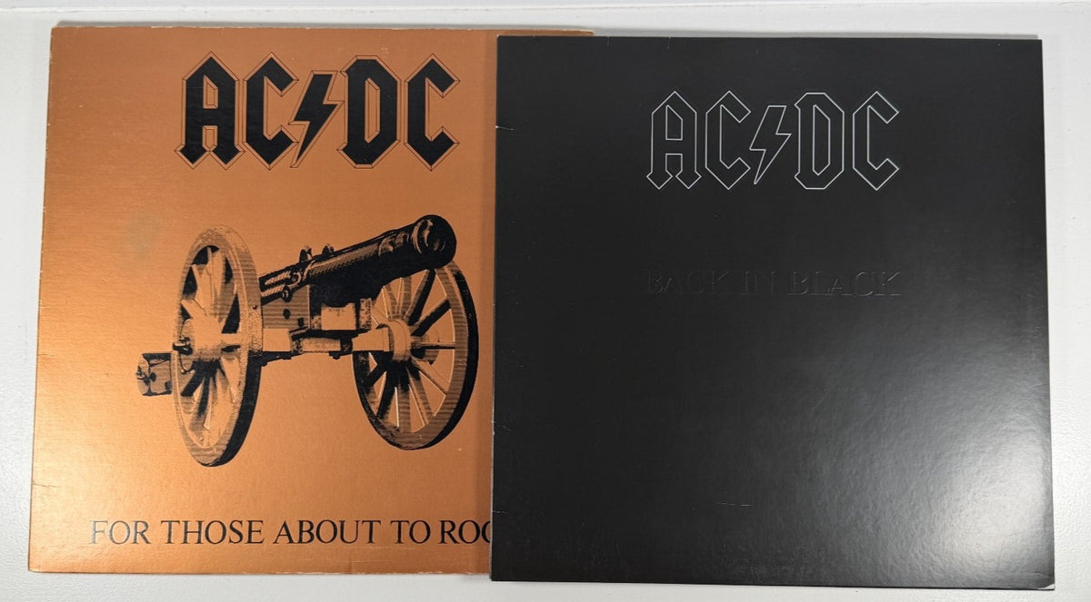 AC/DC 2 LP Lot For Those About To Rock 1981 + Back In Black 180g Remaster Vinyl