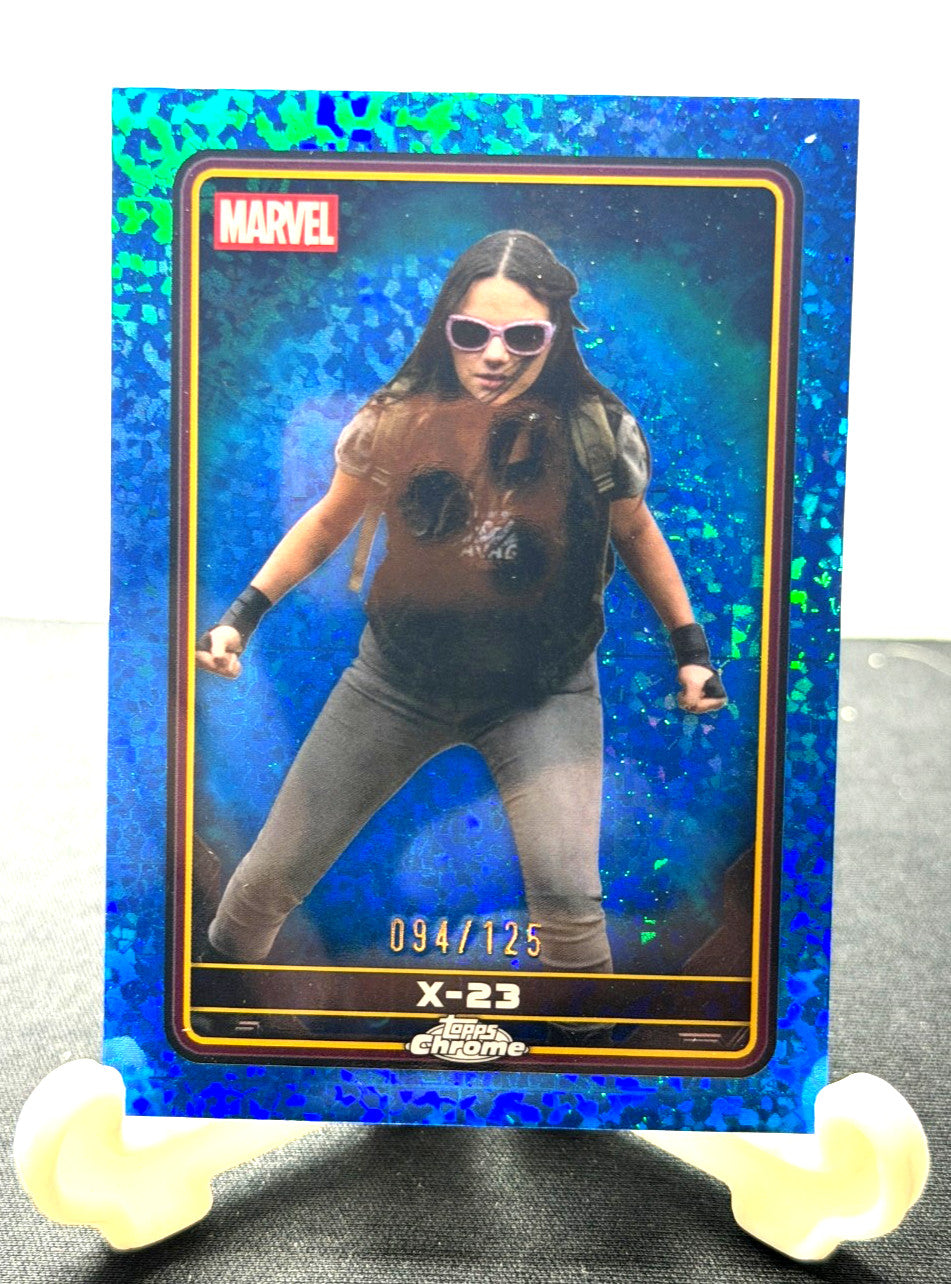 X-23 2025 Topps Chrome Marvel Deadpool Wolverine Blue Refractor 094/125 #42