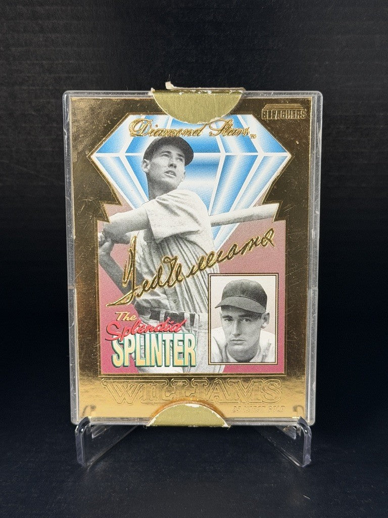 Ted Williams Bleachers Diamond Stars 23KT Gold Card COA Splendid Splinter