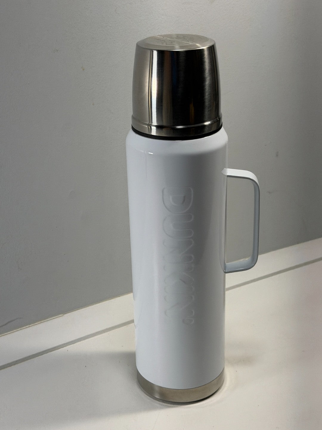 Dunkin Donuts 32oz Stainless Steel White Thermos Travel Mug 2023 Fall Release NE