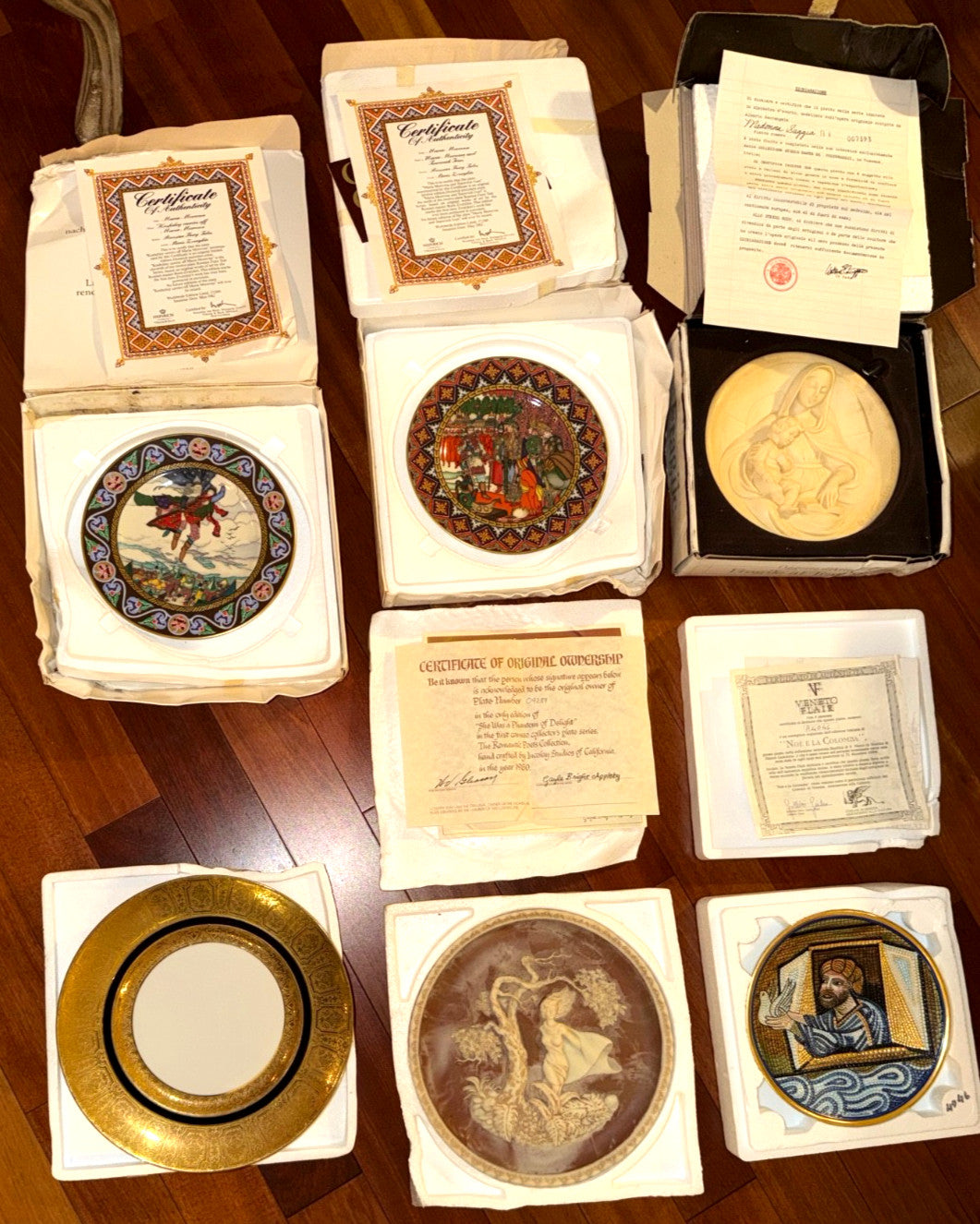 Lot 6 Vintage Collector Plates Heinrich Villeroy Boch Veneto Flair Incolay COAs