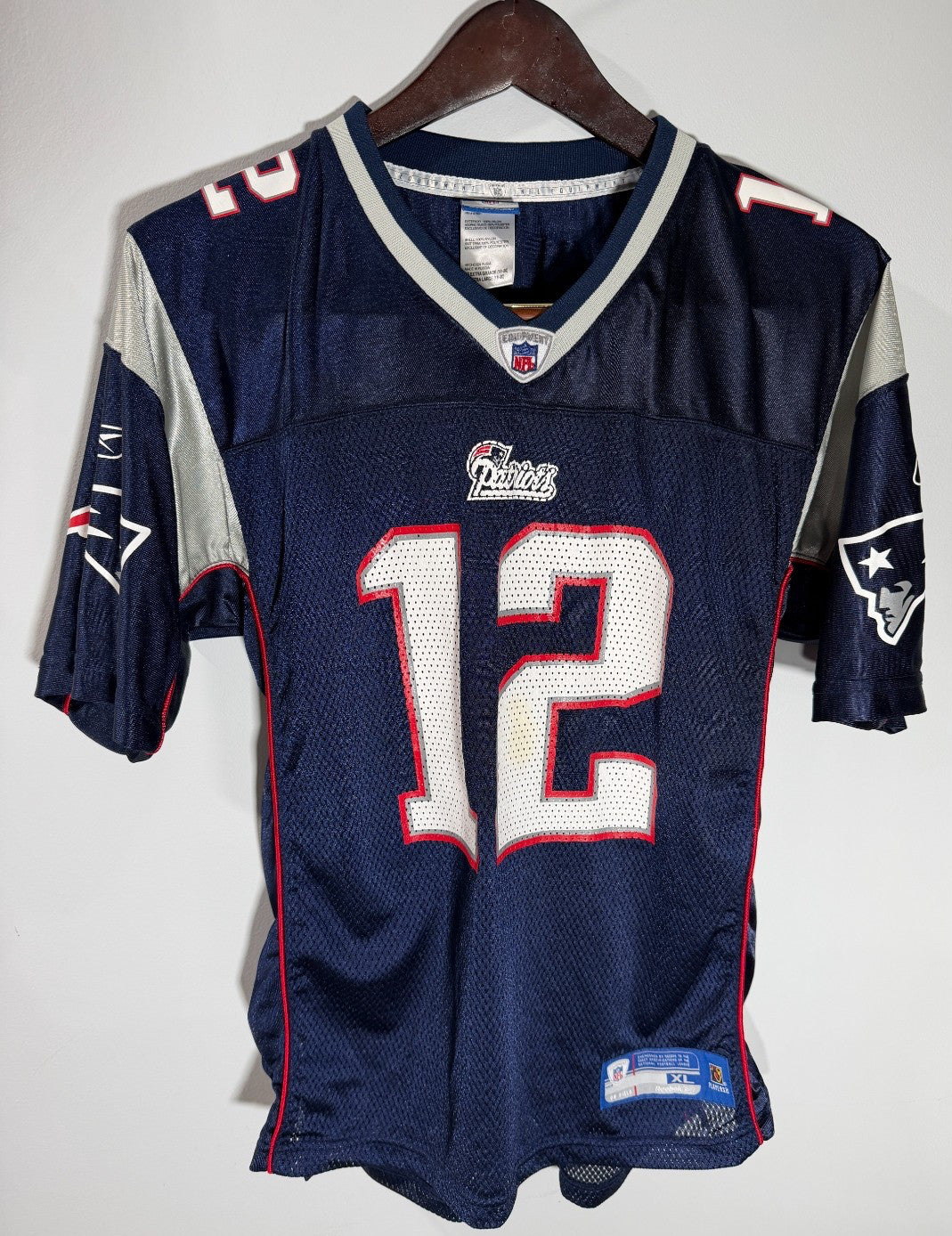 Tom Brady New England Patriots Reebok Authentic Youth XL 18-20 Jersey Navy #12
