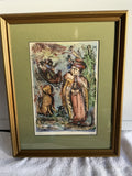 Russian Signed Folk Art Print Svyatki Christmastide 1993 Framed Slavic