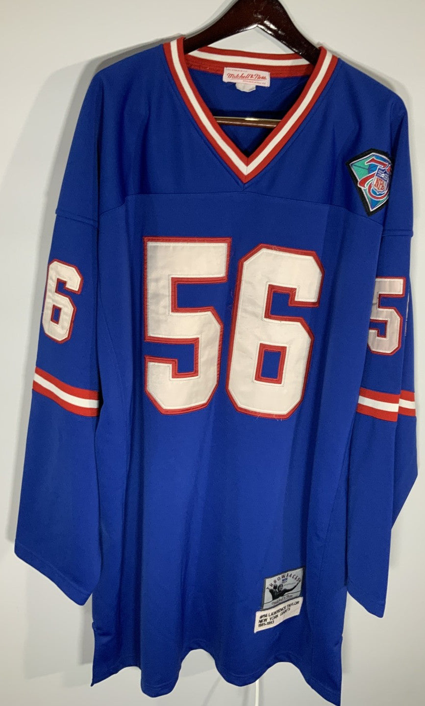 Mitchell Ness Lawrence Taylor NY Giants Blue #56 Long Sleeve 75th Throwback
