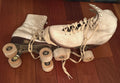 Vintage Chicago White Women's Roller Skates w/ Wooden Wheels & Original Case