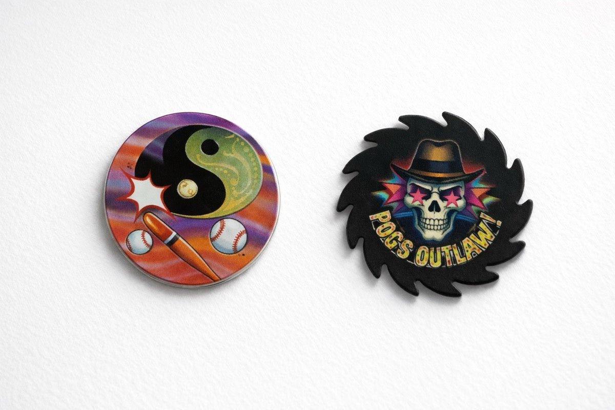 Vintage 90s POG Slammers Lot Yin Yang Baseball Skull Outlaw