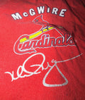 Mark McGwire St Louis Cardinals Autographed Signature Red T-Shirt 1990s Vintage
