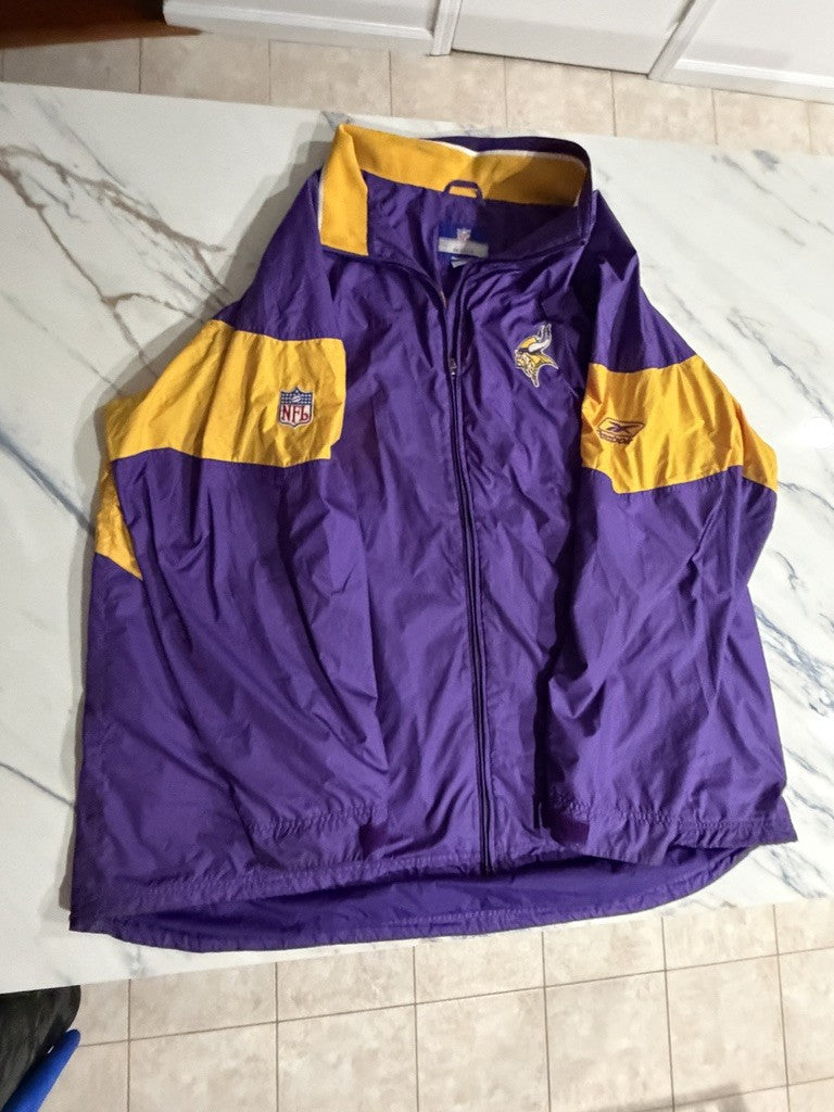 Minnesota Vikings Reebok NFL On Field Full Zip Windbreaker Jacket Mens 3XL