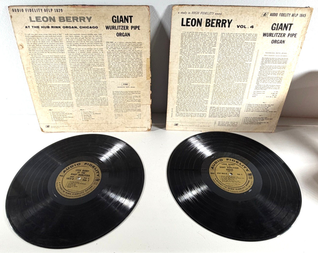 Leon Berry Giant Wurlitzer Pipe Organ Vol 2 + Vol 4 Audio Fidelity 2-LP Lot AFLP