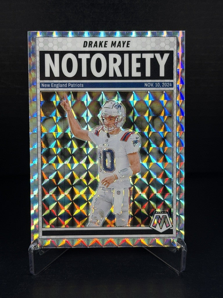 2025 Panini Mosaic Drake Maye Notoriety #3 Silver Mosaic Prizm Patriots