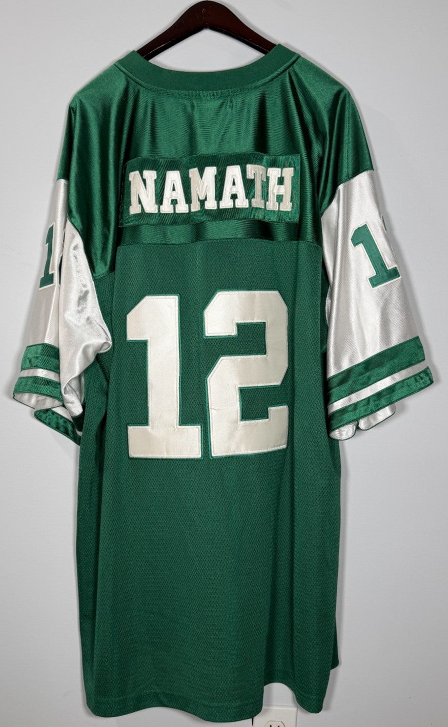 Joe Namath New York Jets Mitchell & Ness Throwbacks Jersey Green #12 Sz 60 4XL