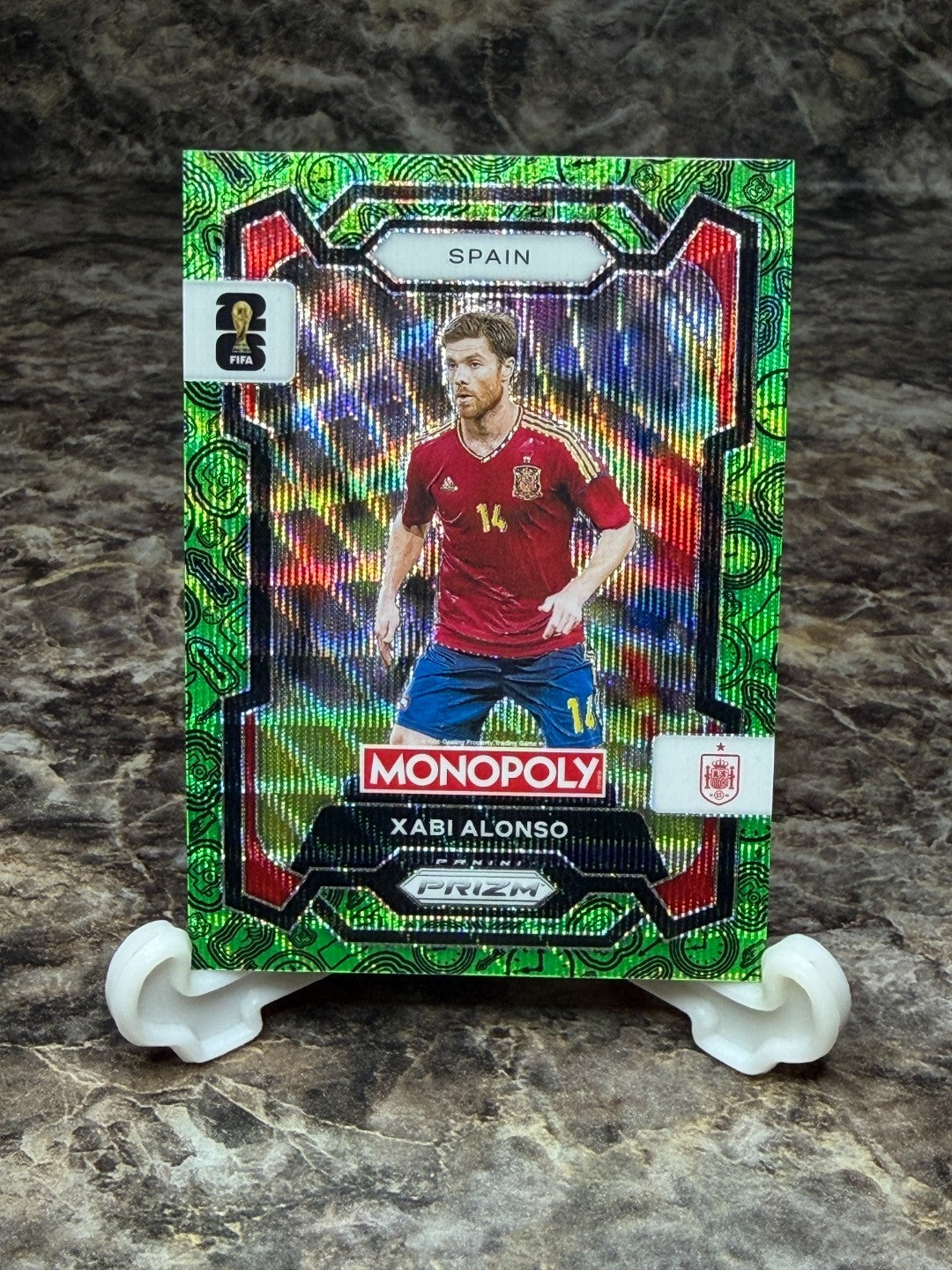 2026 Panini Monopoly Prizm WC 26 Xabi Alonso #40 Spain GREEN WAVE Prizm SP