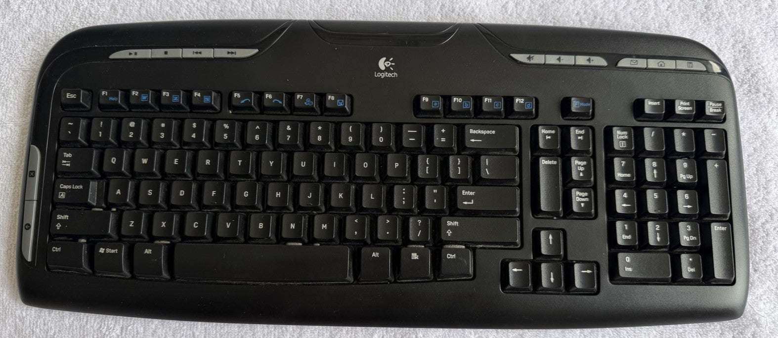 Logitech Cordless Desktop EX110 Wireless Keyboard Black NO RECEIVER For Parts